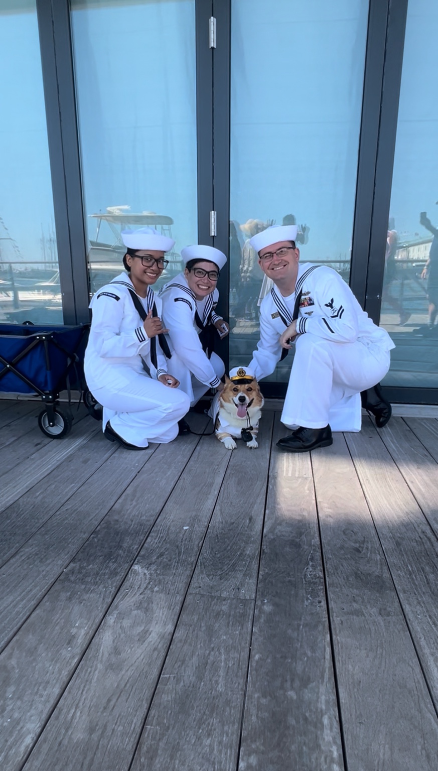 Rocko with Navy sailors